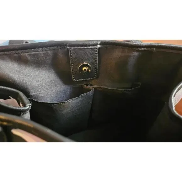 Stella & Max Tulip Tree Black Floral Print Large Leather Tote Hand Bag‎ - Picture 4 of 8